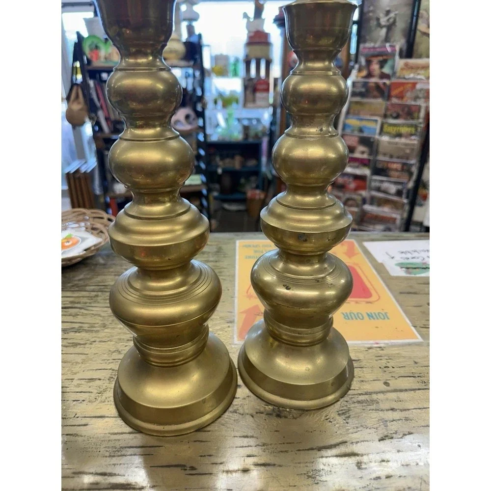 Pair of Homco Japan Brass Candlestick Holder 18